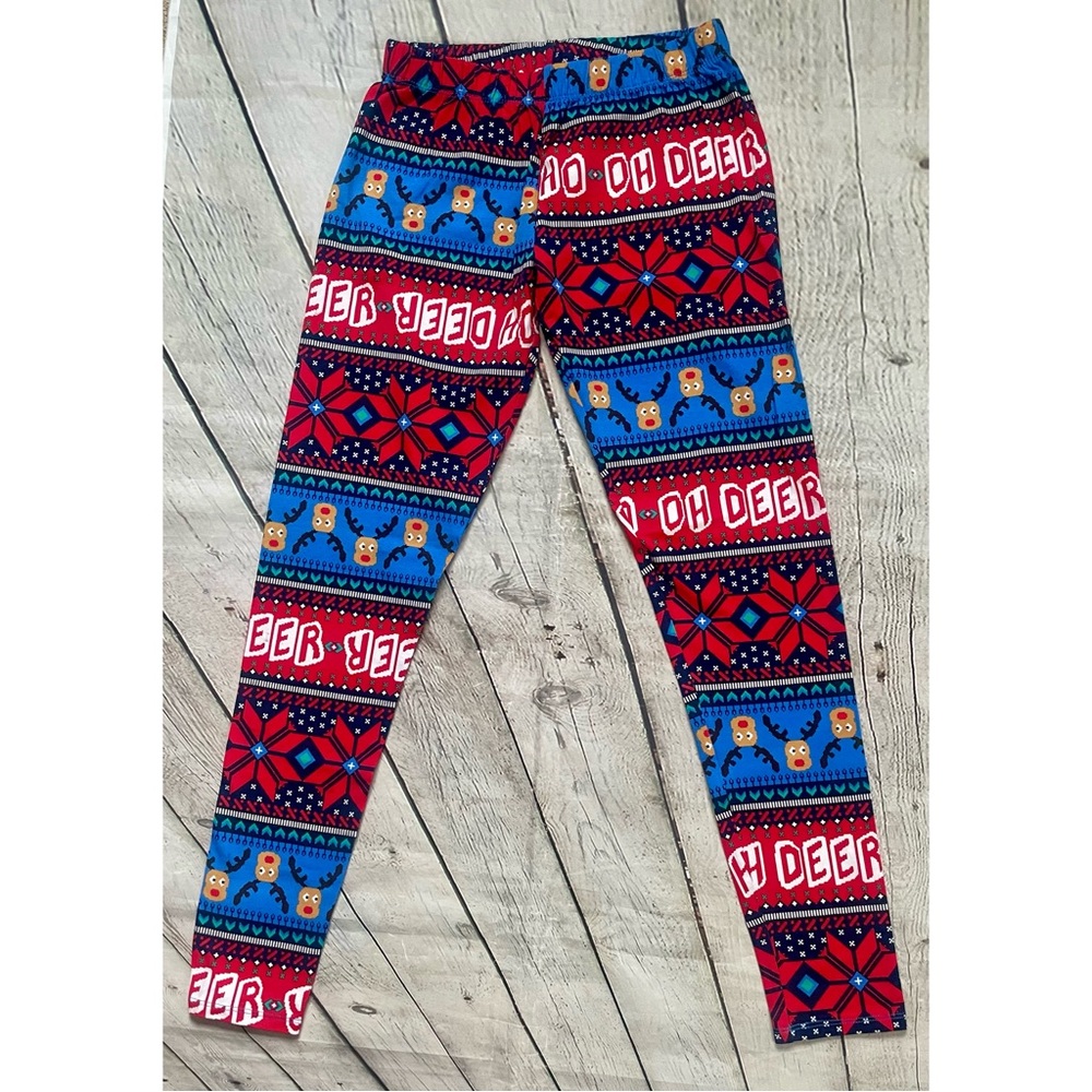 No Boundaries Fair Isle Oh Deer Christmas Leggings